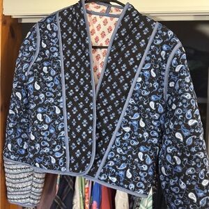 Blue and Black Paisley Quilted Jacket